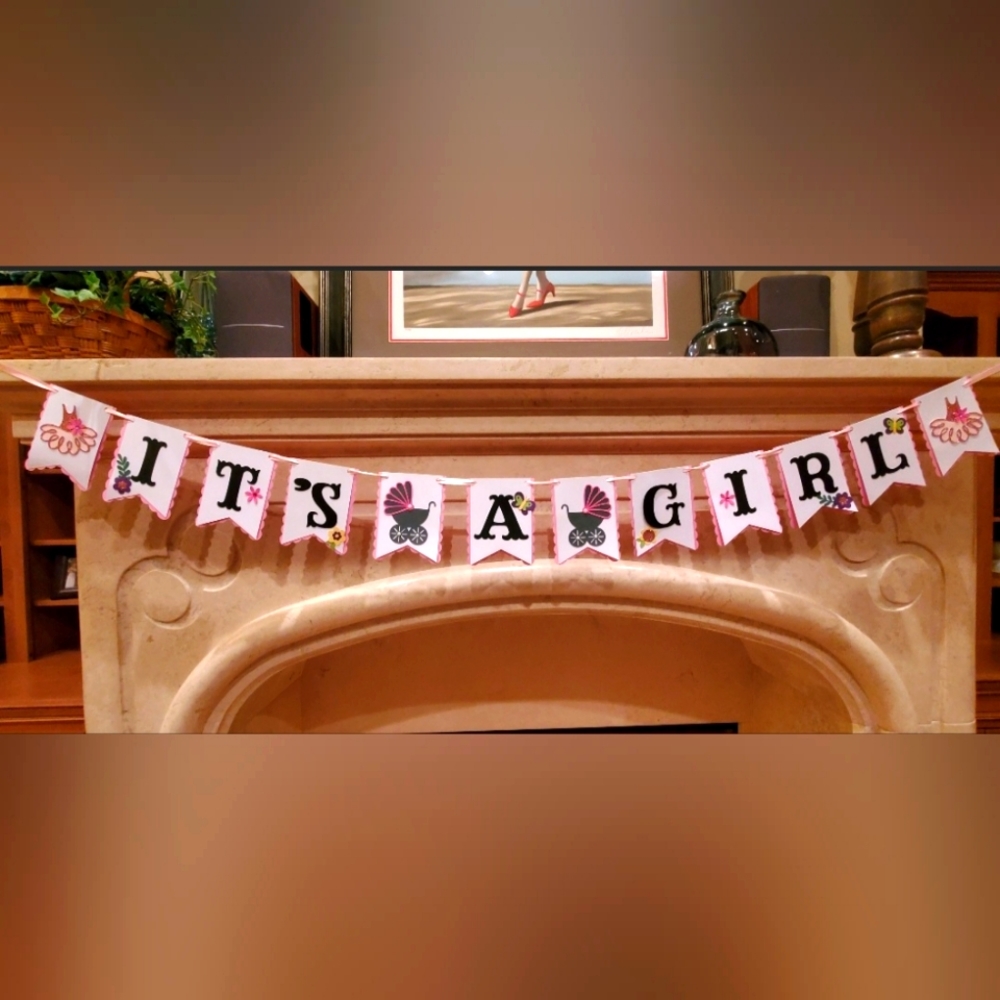 Homemade Banner Kit | it's a girl | baby shower | Pink tutus | party decorations